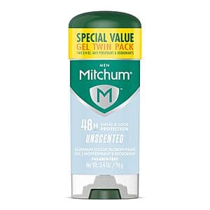 2-Pk 3.4-Oz Mitchum Triple Odor Protection Gel Antiperspirant & Deodorant $3.45 w/ S&S