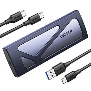 UGREEN 10Gbps USB C External M.2 NVMe SSD to USB Tool-Free Enclosure $16