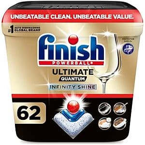 Select Accts: 62-Ct Finish Ultimate Infinity Shine Dishwashing Tablets (Fresh) $10.80 w/ S&S
