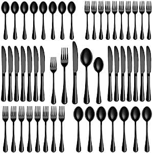60-Pc MUTNITT Stainless Steel Silverware Set (Black) $20