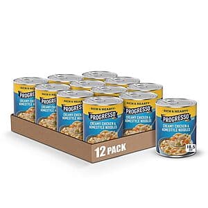 12-pk 18.5-oz Progresso Creamy Chicken & Homestyle Noodles Soup $11.65
