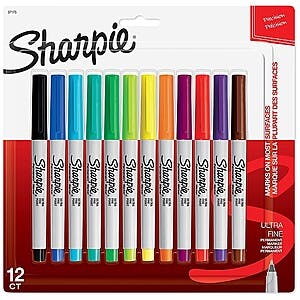 12-Pack Sharpie Assorted Color Permanent Markers (Fine Tip or Ultra Fine Tip) $5.39 + Free Shipping