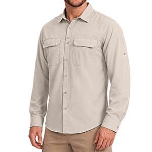 Betbo-bidet UPF 50+ Men's Long Sleeve Button Down Fishing Shirt (Various) $15