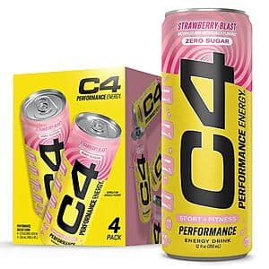 4-Pk 12-Oz C4 Performance Energy Carbonated Drink (Strawberry Blast) $3.60 w/ S&S