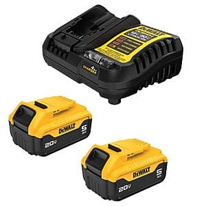 2-Pack DEWALT 20V MAX Lithium-Ion 5.0Ah Batteries & Charger + 2 Free Tools $299 + Free Shipping