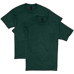 2-Pk Hanes Men's Beefy-t 100% Cotton Heavyweight Pocket T-Shirt (Various Colors) $10.80