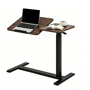 KEIKI Adjustable Height Rolling Standing Laptop Desk w/ Tiltable Top (Walnut) $25.95