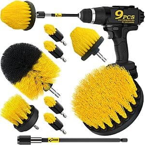 9-Pc Holikme Drill Brush Power Scrubber Cleaning Attachment Set $8
