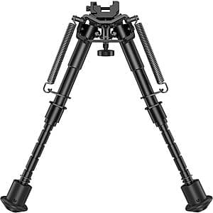 Black CVLIFE Picatinny bipod with adjustable legs and spring return mechanism, with integrated Picatinny adapter.