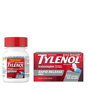 Select Accts: 100-Ct Tylenol Extra Strength Acetaminophen Rapid Release Gels $8.10 w/ S&S