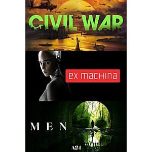 Alex Garland Collection (4K UHD Digital Films): Civil War, Ex Machina & Men $8