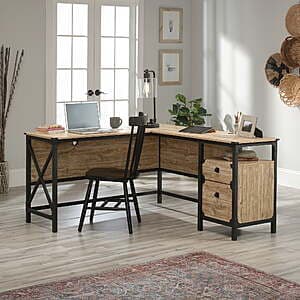 60"x57" Sauder Steel River L-Shaped Desk (Milled Mesquite) $71.20 + Free Shipping