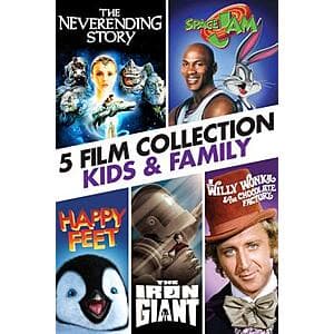 5-Film WB Kids/Family (Digital (4K/HD): Space Jam (4K), Willy Wonka (4K) $10 & More