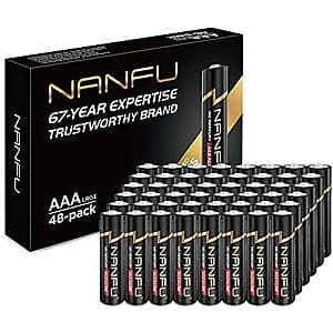 48-Ct NANFU 1.5V AAA Alkaline Batteries $9.45