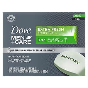 8-Pk 3.75-Oz DOVE MEN + CARE 3 in 1 Bar Cleansers (Extra Fresh) 3 for $22.10 w/ S&S + Free S&H