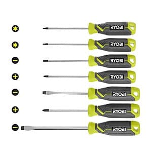 7-Pc RYOBI Cushion Grip Handle Screwdriver Set $13 + Free S&H