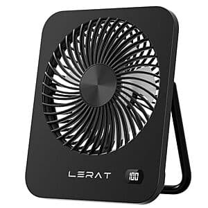 Lerat 5-Speed Portable USB Rechargeable Desk Fan $10