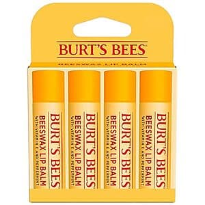 4-Pack 0.15-Oz Burt's Bees 100% Natural Moisturizing Beeswax Lip Balms (Original) $5 w/ Subscribe & Save