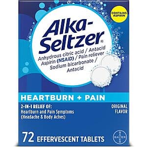 72-Count Alka-Seltzer Heartburn + Pain Effervescent Tablets (Original) $4.75 w/ Subscribe & Save