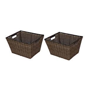 2-Pk Better Homes & Gardens Large Poly Rattan Storage Basket w/ Handles $5.20