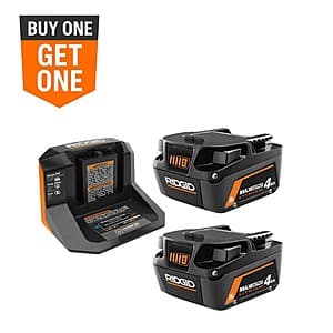 RIDGID 18V MAX Output Starter Kit (2x 4Ah Batteries & Charger) + Bonus Tool $149 + Free Shipping