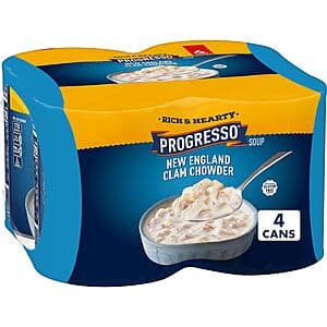 4-Pack 18.5-Oz Progresso Rich & Hearty New England Clam Chowder Soup $3.70 w/ Subscribe & Save