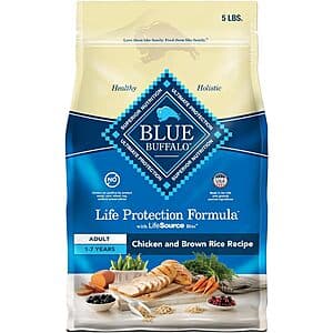 Select Accounts: 5-lb Blue Buffalo Adult Dry Dog Food (Chicken & Brown Rice) $6.50 w/ S&S