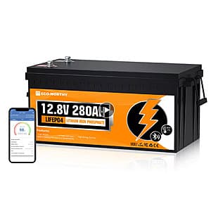 ECO-WORTHY 3584Wh 12V 280Ah LiFePO4 RV Battery $214.50 + Free Shipping