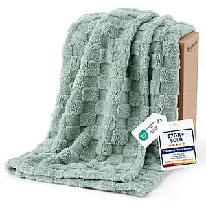 50" x 60" Bedsure GentleSoft Checkerboard Fleece Throw Blanket (Sage Green) $9