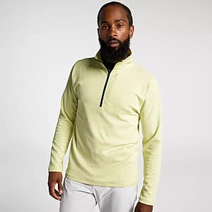 VRST Men's Element Textured 1/4 Zip Golf Pullover Shirt in Fresh Hay with quarter-zip neckline and textured fabric.