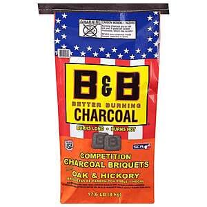 17.6-lb B&B Charcoal All Natural Hickory and Oak Charcoal Briquettes $8 + Free Pickup