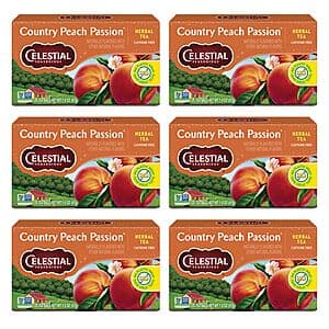 6-Pack 20-Count Celestial Seasonings Herbal Tea Bags (Country Peach Passion) $9.50 w/ Subscribe & Save