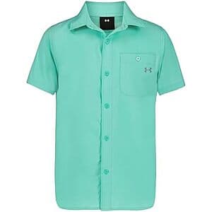 Under Armour Boys' Outdoor Woven Button Down Short Sleeve Shirt (Prism Green) $13.60