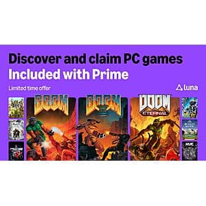 Prime Members: Digital Games: DOOM Eternal, DOOM + DOOM II, Star Wars: Outlaws Free & More