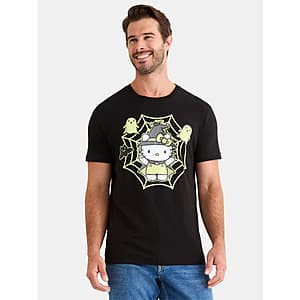 Hello Kitty Men's Glow in the Dark Halloween Graphic Tee $5