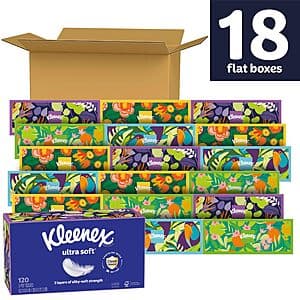18-Pack 120-Count Kleenex Ultra Soft 3-Ply Facial Tissues (Unscented) $18.35 w/ Subscribe & Save + Free Shipping