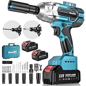 Prime Members: SEESII 1/2" 21V Cordless Brushless Wrench with 2x 4.0Ah Batteries $54 + Free Shipping