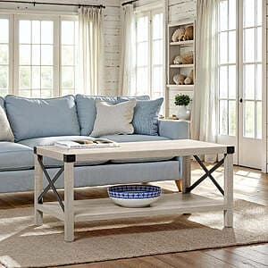Walker Edison Sedalia Modern Farmhouse Metal X Coffee Table (Stone Grey, 40") $40 + Free Shipping