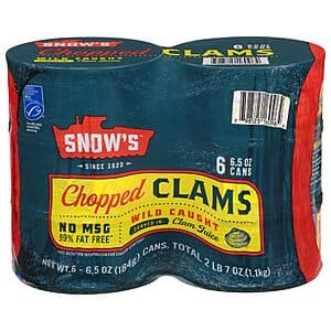 Select Accts: 6-pk 6.5-oz Snow's Wild Caught Chopped Clams Canned $7.20 & More w/ S&S