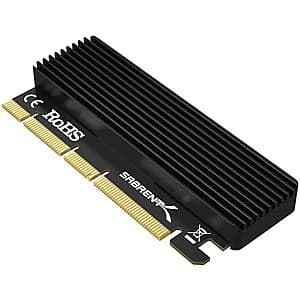 SABRENT NVMe M.2 SSD to PCIe X16/X8/X4 Adapter Card w/ Aluminum Heatsink $13.50