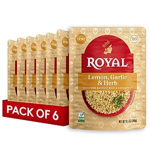 6-Pack 8.5-Oz Royal Seasoned Basmati White Rice (2 Varieties) $9.50 w/ Subscribe & Save