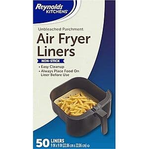 50-Ct Reynolds Kitchens 9" x 9" Unbleached Parchment Air Fryer Liners $2.70 w/ S&S