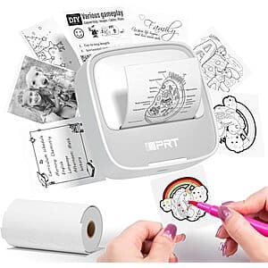 iDPRT Portable Bluetooth Thermal Sticker Printer w/ 1x Roll Sticker Paper $8