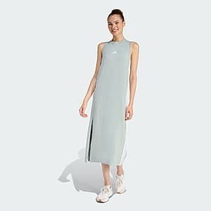 adidas Women's Essentials 3-Stripes Long Racerback Dress featuring the iconic three stripes design.
