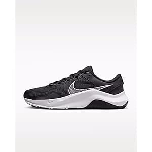 Nike Legend Essential 3 Next Nature women's workout sneakers in black and white colorway.