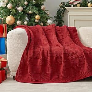 Prime Members: 50" x 60" Amélie Home Checkered Chenille Knit Throw Blanket (Red) $13 + Free Shipping