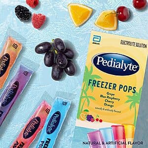 64-Count 2.1oz. Pedialyte Electroyte Solution Freezer Pops (various flavors) $10.45 w/ Subscribe & Save