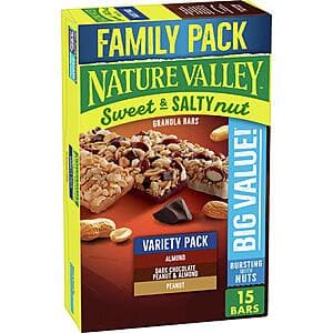 15-Count 1.2-Oz Nature Valley Sweet & Salty Nut Granola Bars (Variety Pack) $5.10 w/ Subscribe & Save