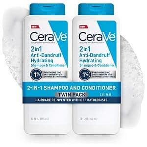 2-Pack 12-Oz CeraVe 2-in-1 Anti-Dandruff Hydrating Shampoo & Conditioner $11.95 w/ Subscribe & Save