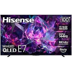 100" Hisense E7 Series Hi-QLED 4K 144Hz Mini-LED Fire TV (2026) $1698 + Free S&H